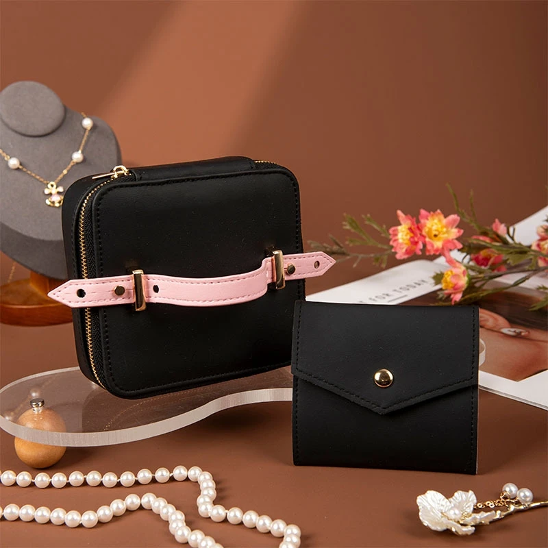 

Jewelry Storage Bag Classy Earring Ring Necklace Holder Pu Leather Jewelry Box Dust-Proof Travel Jewelry Case For Business Trips