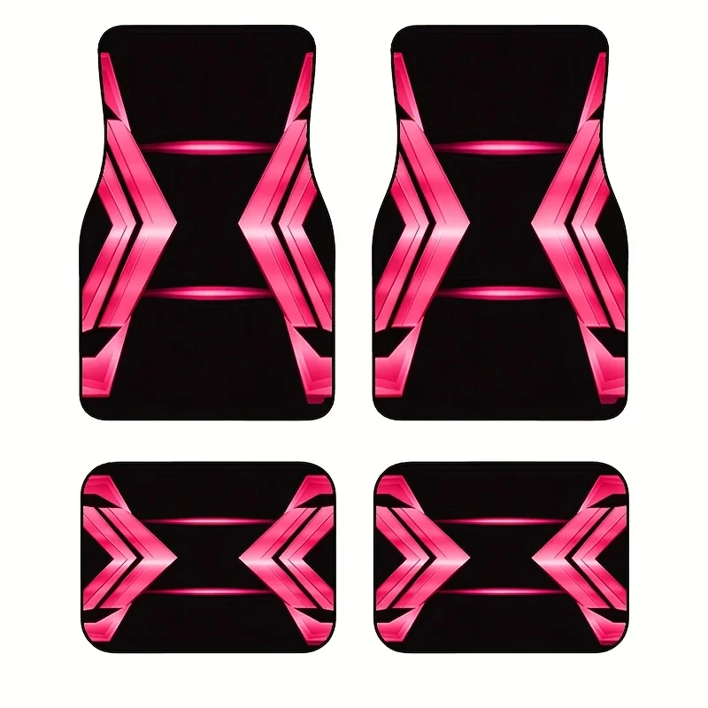 4pcs Geometric Car Floor Mats, Trendy And Unique Car Pedal Pads For Cars, Trucks, And SUVs- Perfect Gift For Family Or Friends O
