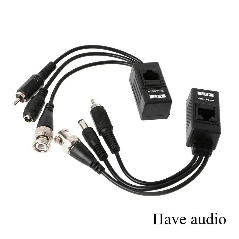 BNC To RJ45 Passive Video Power + Audio Balun Transceiver For CCTV Camera