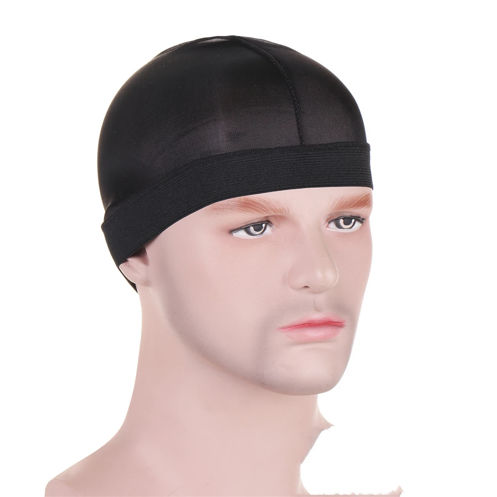 Fashion Men Solid Color Wave Cap with Elastic Band Durag Bandanas Strech Caps Weaving Caps Dome Cap for Men Hair Accessories