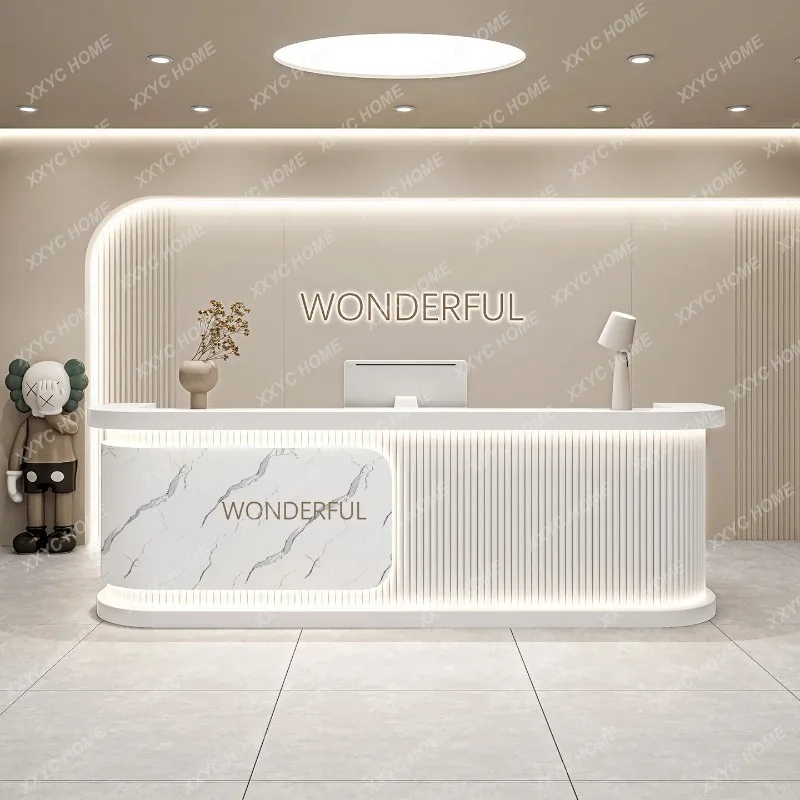 XXOffice Light Luxury Reception Desks Service Counter Modern Elegant Reception Desks Display Welcome Bureau Industrial Furnitu