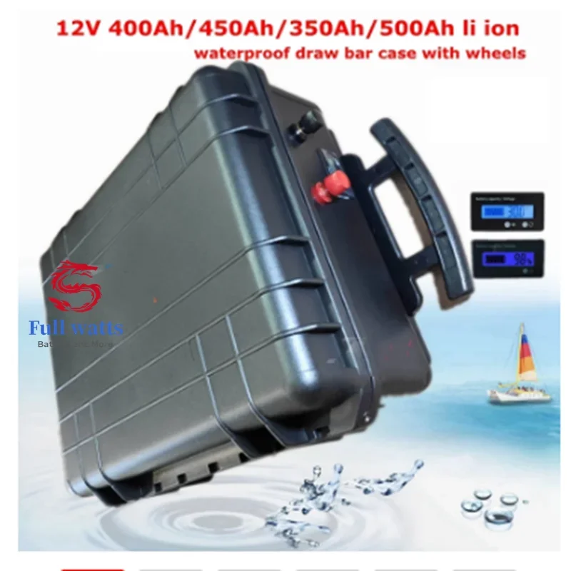 

Li-ion 12v 400AH 450Ah 350Ah 500Ah Lithium Ion soalr power battery BMS RV inverter waterproof IP67 camper UPS + 20A charger