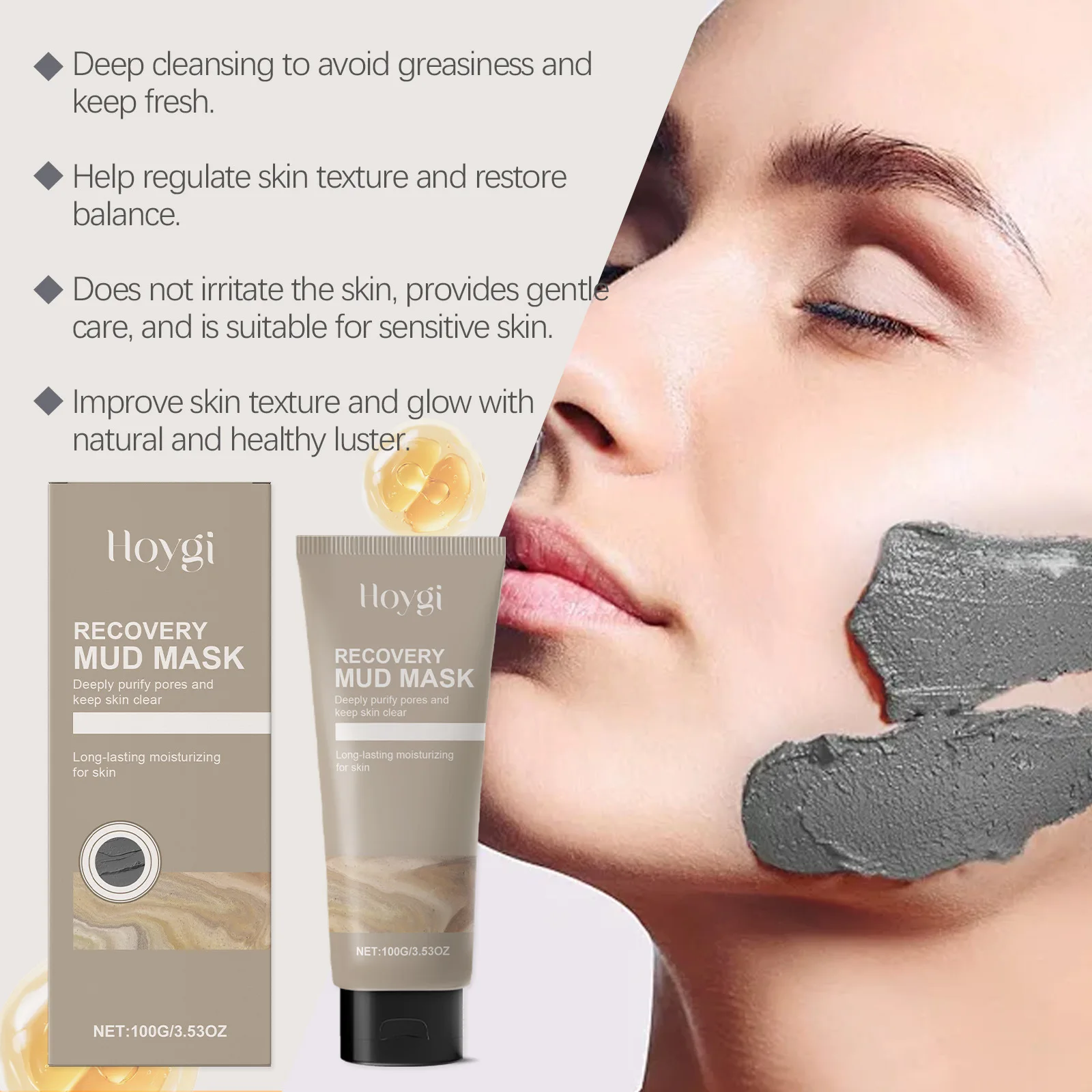 

Hoygi Cleansing Mud Mask, Blackhead Removal, Whitening, Non-greasy, Pore-replenishing, Moisturizing, Smear-on Mask