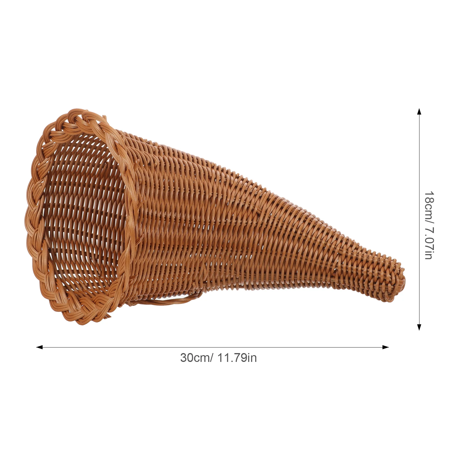 1pc Christmas Ornaments Gift Horn Cowbell Hand-Woven Horn Basket Multi-Purpose Decorative Rattan Basket 3.5*28cm Caramel