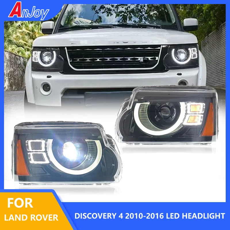 

Фары головного света для Land Rover Discovery 4 2010-2016, улучшенный защитный стиль, передние указатели поворота, дневные ходовые огни, ангельские глазки, 1 пара