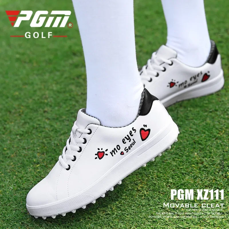 PGM Women\'s Waterproof Golf Shoes Light Weight Soft and Breathable Universal Outdoor Camping Sports All-match White Shoes XZ111