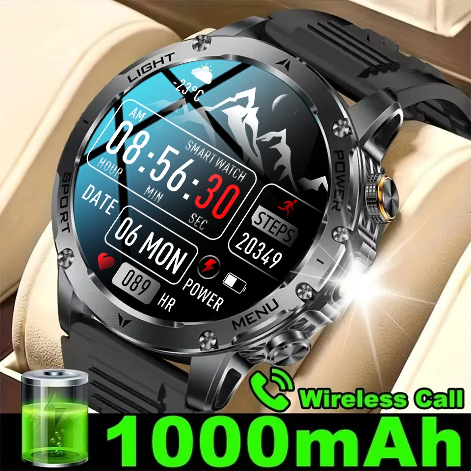 

Новые мужские умные часы с аккумулятором супер емкостью 1000 мАч, 1,7 дюйма, большой экран, Bluetooth-вызов, 3 атм, водонепроницаемые спортивные умные часы для взрослых