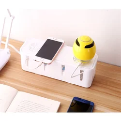 Power Strip Storage Boxes Socket Plug Outlet Bar Charge Cable Case Desktop Extension Cord Board Bin Holder Home Office Organizer