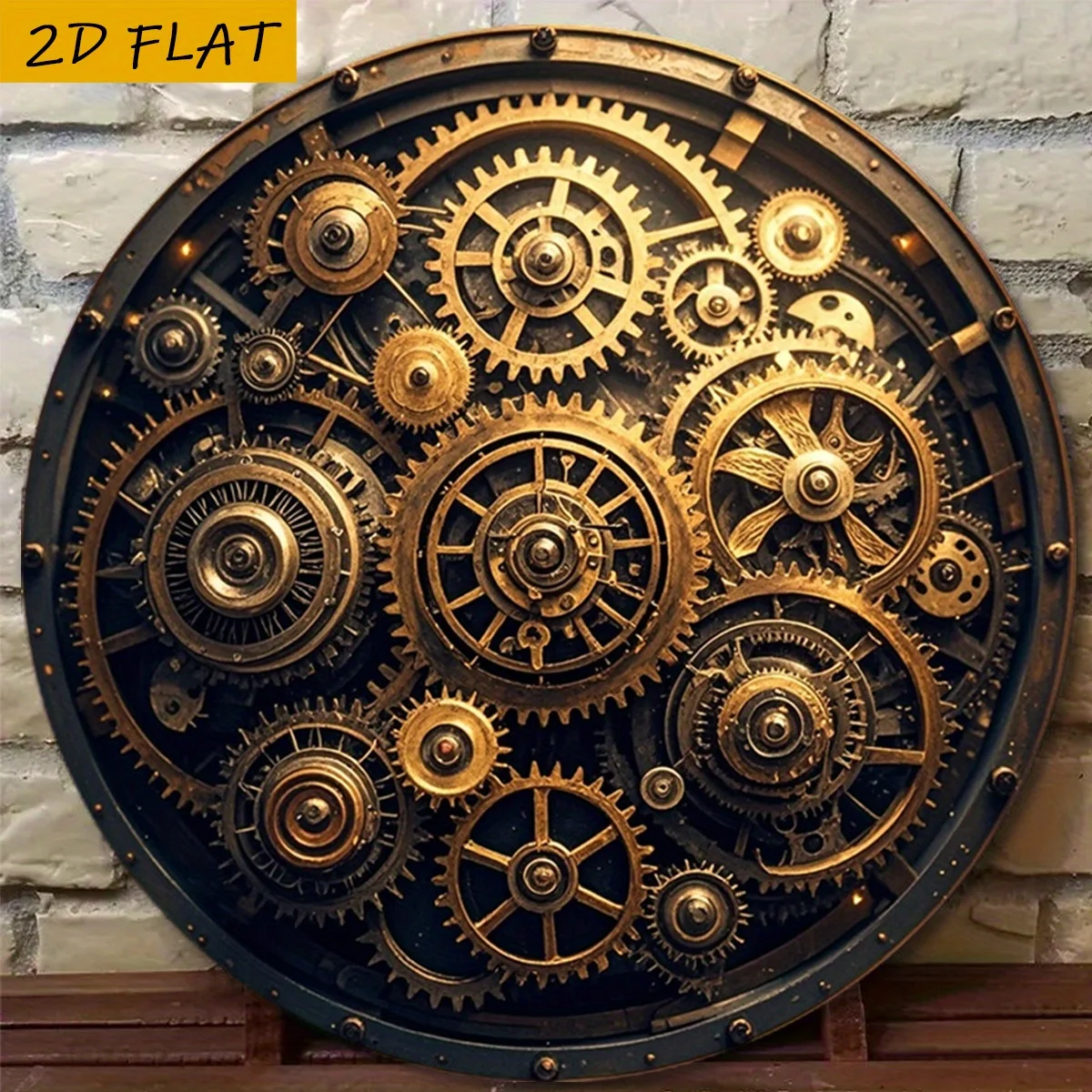 CIFBUY Vintage Industrial Mechanical Gear Aluminum Wall Art Waterproof Durable Metal Poster Steampunk Decor for Home Office Bar