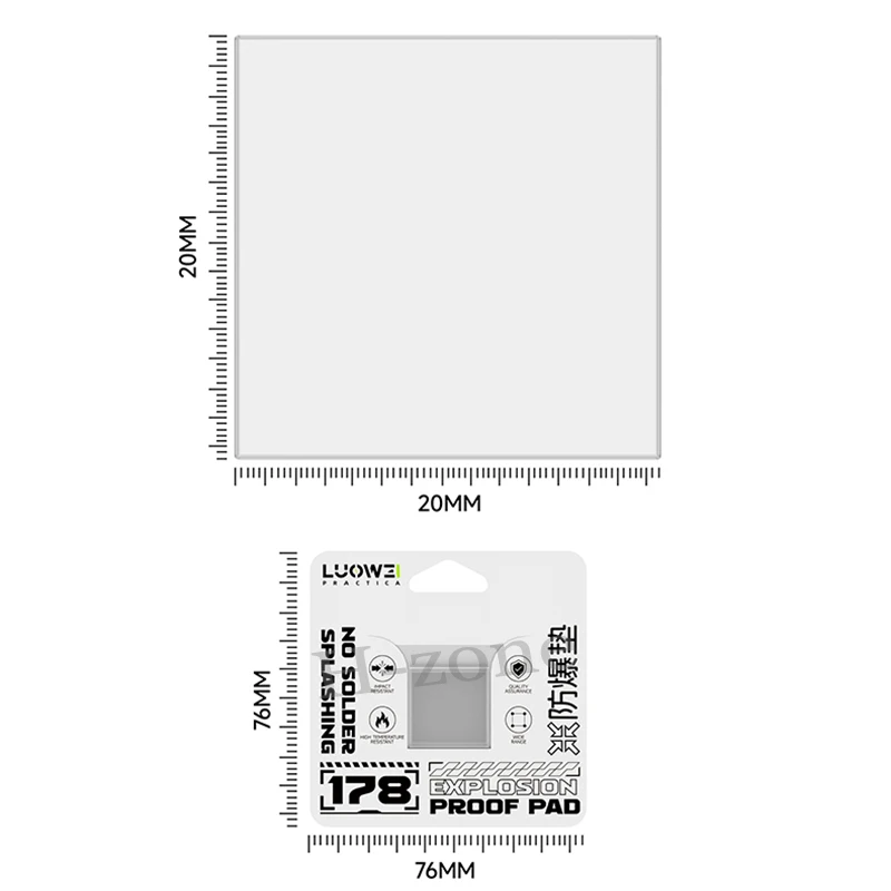 

LUOWEI LW-178 Взрывозащищенная стеклянная прокладка для защиты от разбрызгивания припоя, белая, для ремонта телефонов BGA, инструмент для пайки