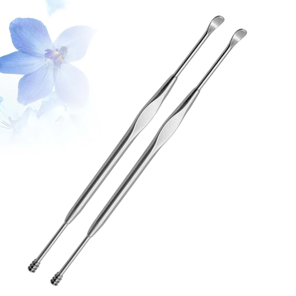 2 szt. Dwustronna łyżeczka do uszu ze stali nierdzewnej spiralna woskowina do uszu narzędzie do czyszczenia uszu łyżka do uszu ze stali nierdzewnej