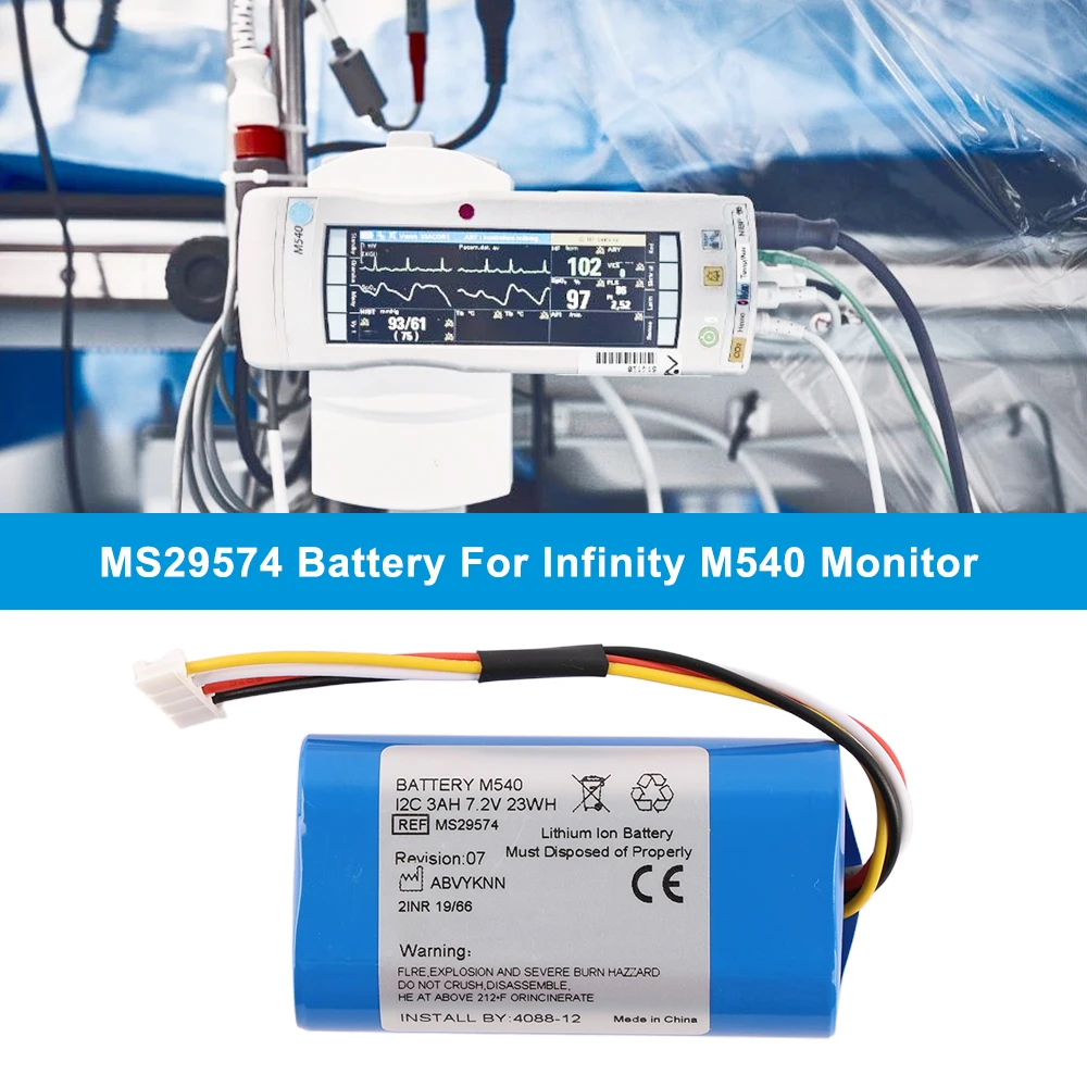 MS29574 7.2V 23Wh Replacement Li-ion Battery Compatible with Drager Infinity M540 Monitor B11943 MS17465