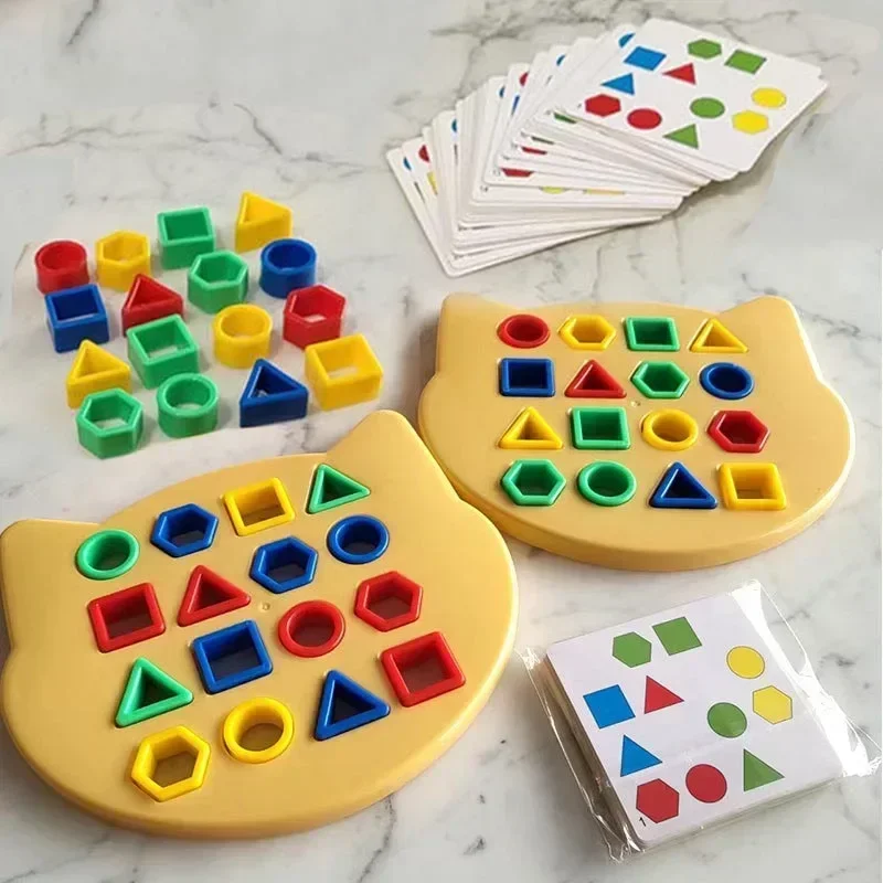 Montessori Schattige Beer Kinderen Geometrische Vorm Kleuraanpassing Puzzel Educatief Speelgoed Kinderen Interactieve Battle Games