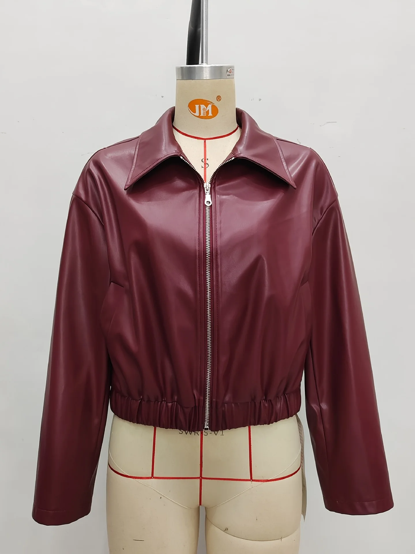 

Women's Coat 2025 Autumn and Winter Hot Selling Angola Red Temperament Western-Style Jacket Retro Lapel Pu Leather Jacket