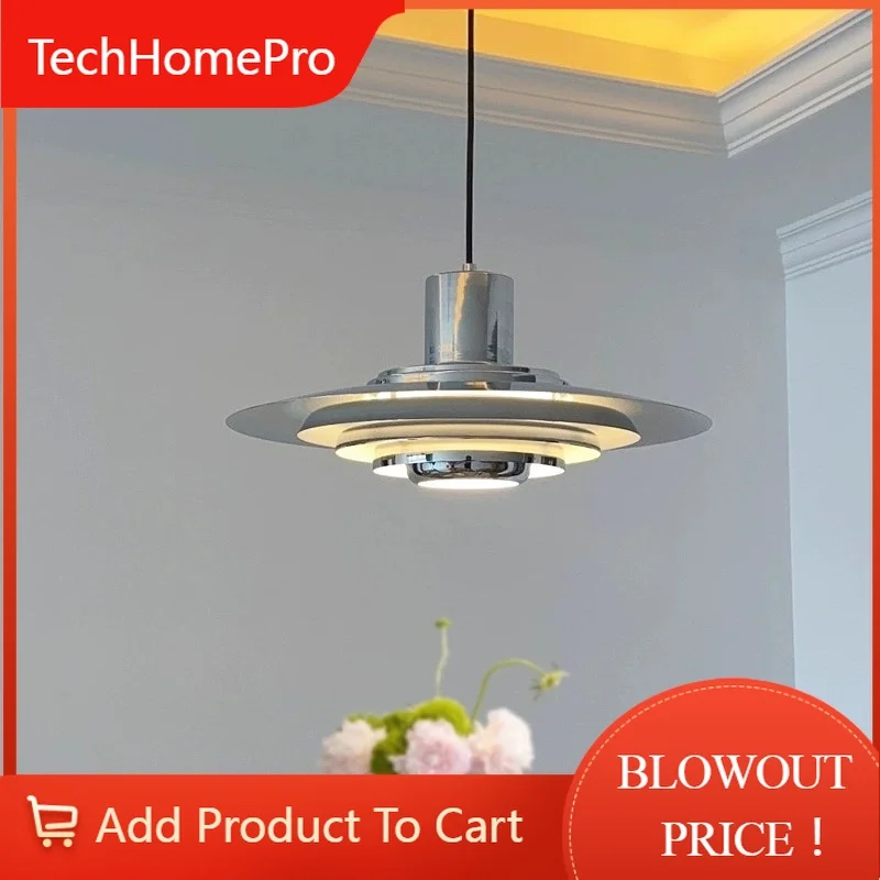 TechHPMinimalism LED Chandelier Nordic White Silver Metal Pendant Light Art Design Kitchen Bedroom