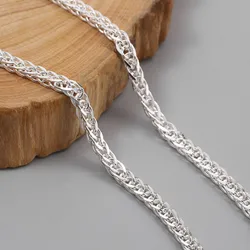 100% Original Pure 999 Fine Silver Wheat Necklace For Women Girls Long Sterling Silver Chain Certified High Quality Choker Link
