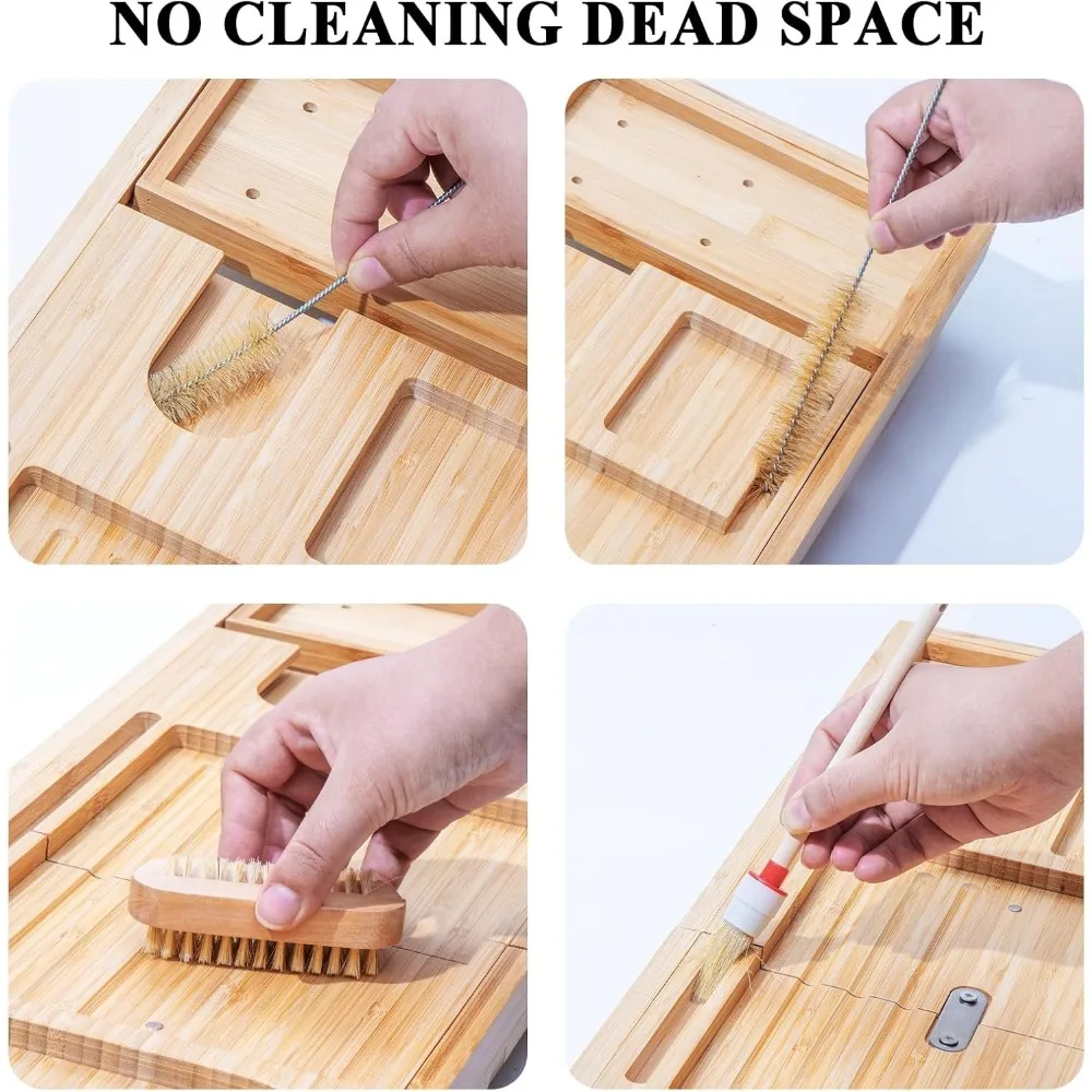 صينية حوض استحمام من الخيزران قابلة للتوسيع مع حامل كتب وحامل صابون - ملحق مثالي لمحبي الاسترخاء #4