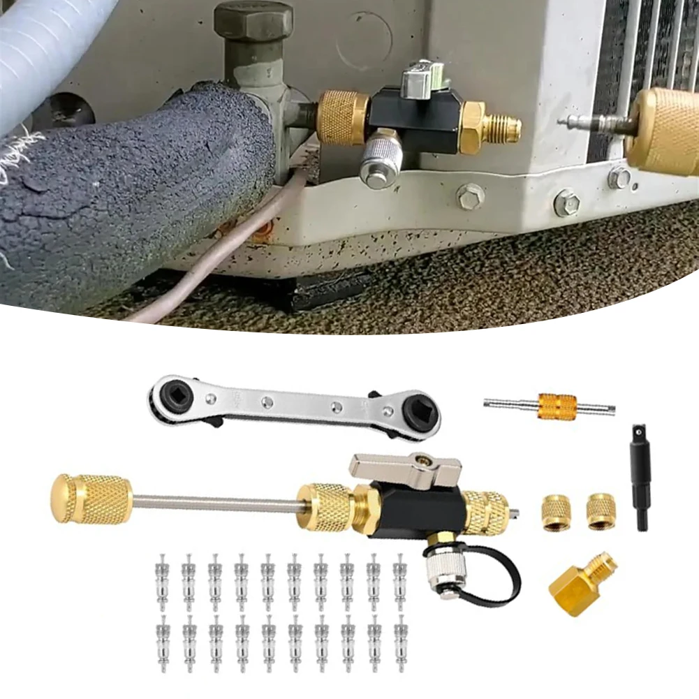 Vacuum Rated Core Remover Installer Tool Set For R22 R12 R410 Hvac Air Conditioner Repair Wrench Repair Tools