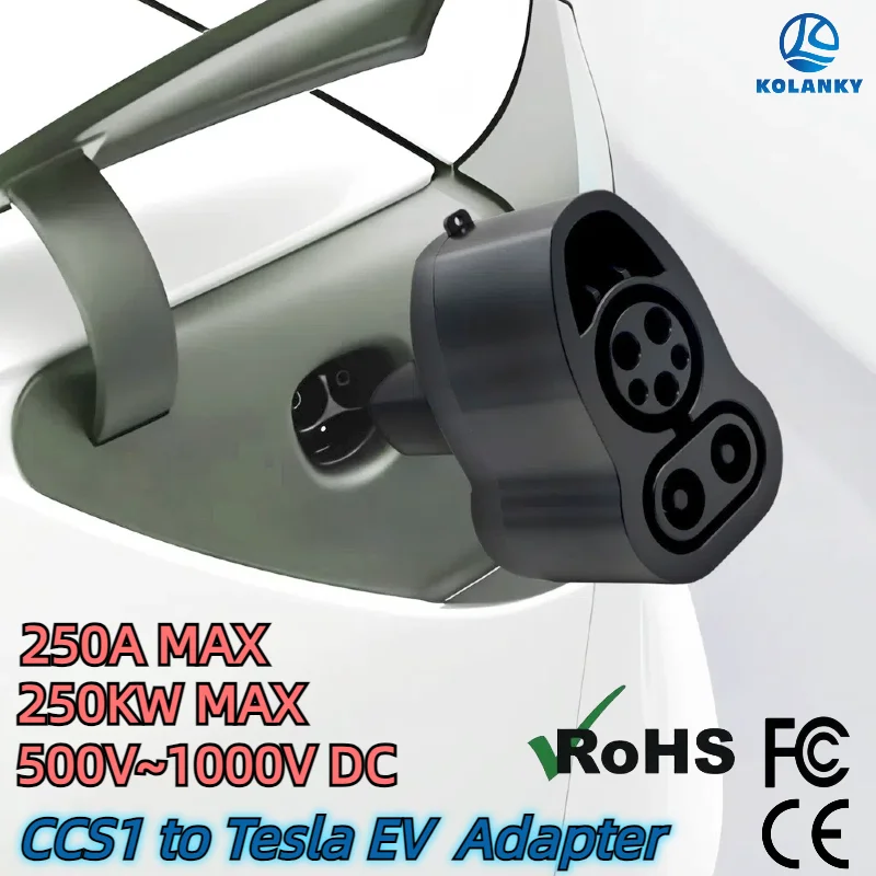 

EV Fast Charger Adapter CCS 1 To Tesla 250A DC Electric Vehicle Charging Connector Model 3/Y/S/X Public Charging station