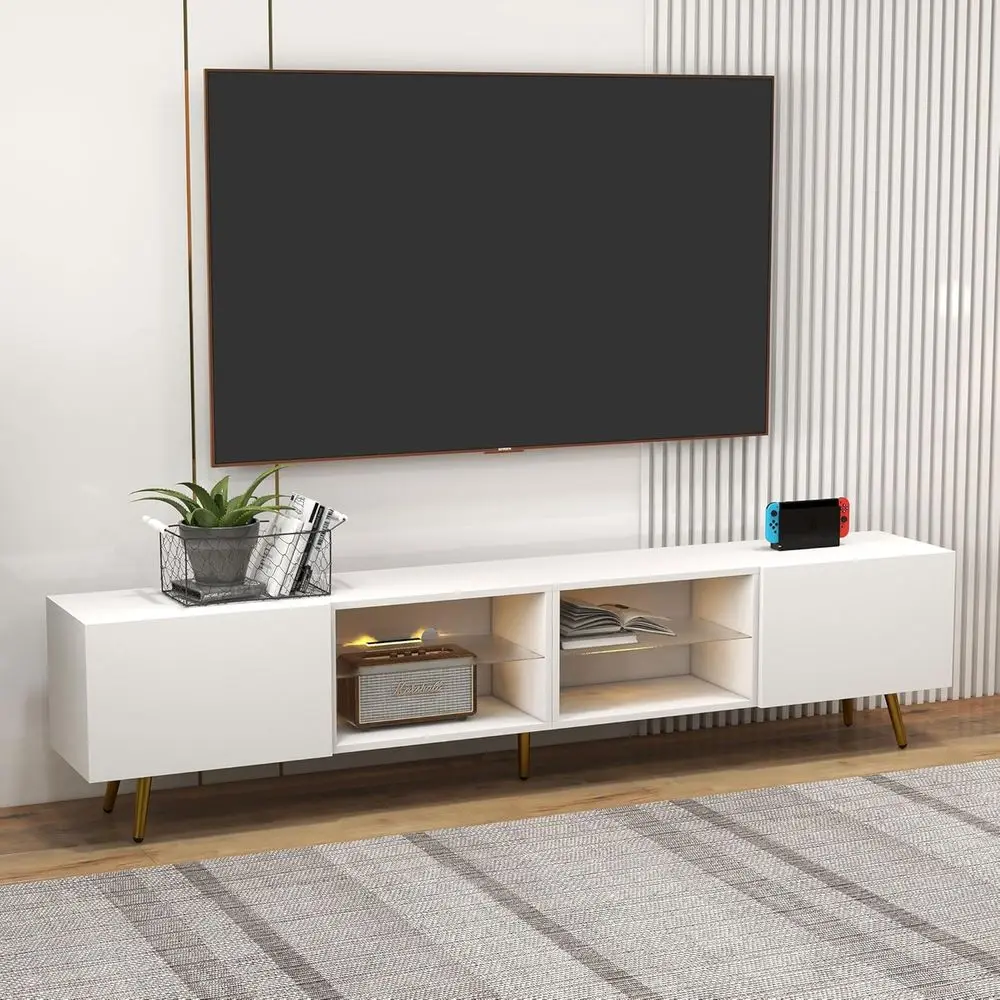 

White Modern TV Stand for 75-85 TVs with Storage Cabinet for Living Room
