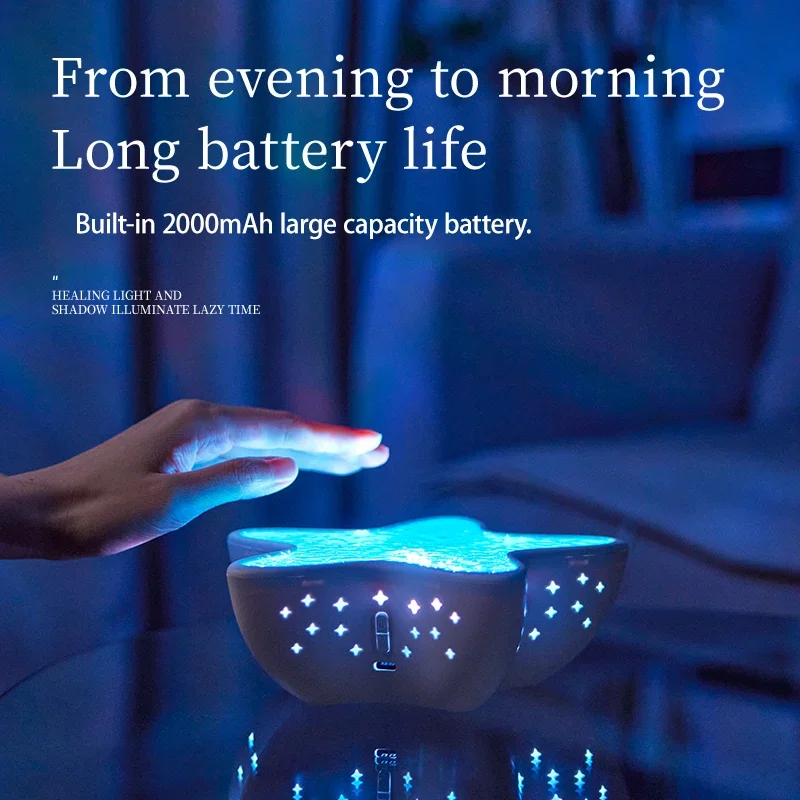ปลาดาว LED Night Light โคมไฟตั้งโต๊ะแบบชาร์จไฟได้ Northern Ocean WAVE โปรเจคเตอร์ไฟโรแมนติกสําหรับห้องนอนเทศกาลตกแต่ง