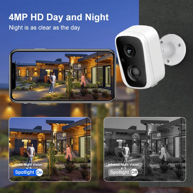 Eseecloud APP 4MP Solar Power Full Color Wireless PTZ  Intercom WIFI IP Dome Camera  Waterproof  Home Security CCTV Baby Monitor