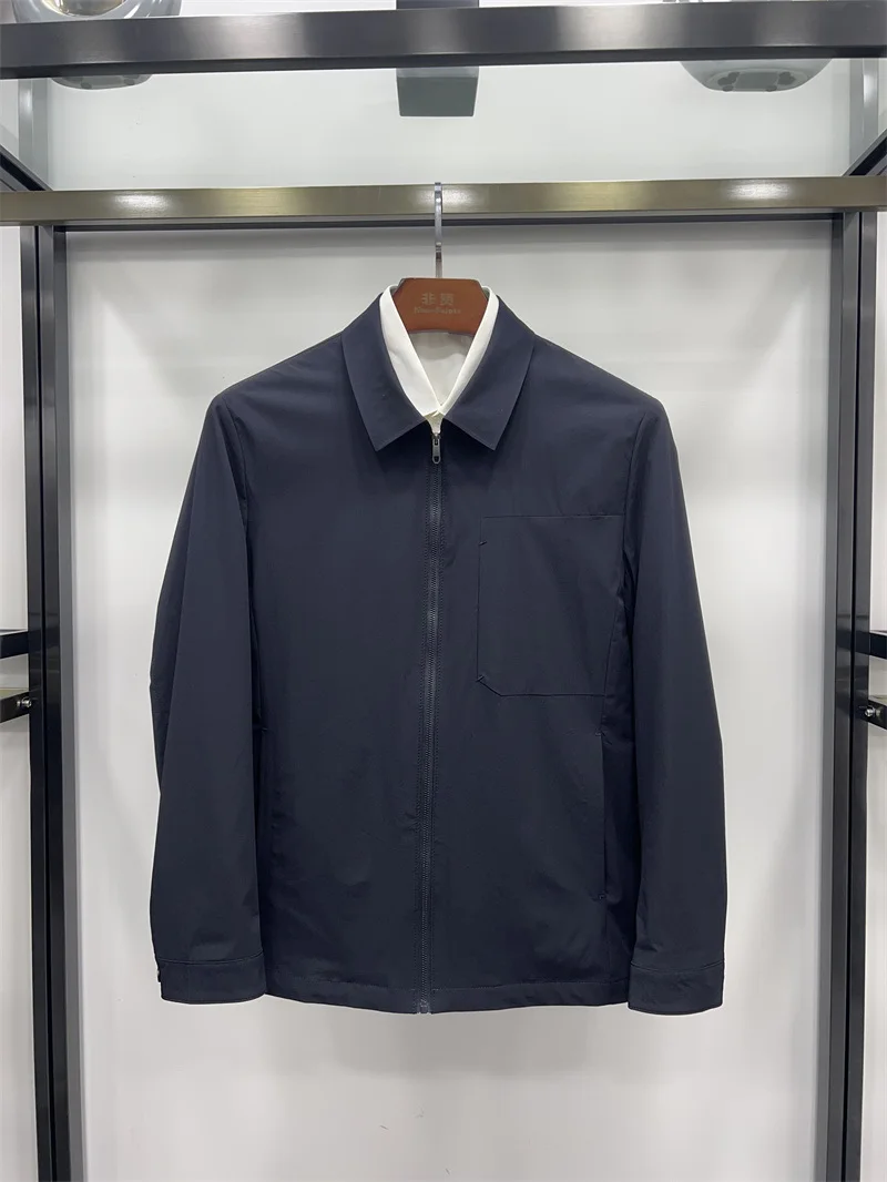 

Non-Saints Men's Busin Casual Classic Young Faionable Jaet Spring Thin Top Coat Flip Collar Lightweight Nylon Polyester