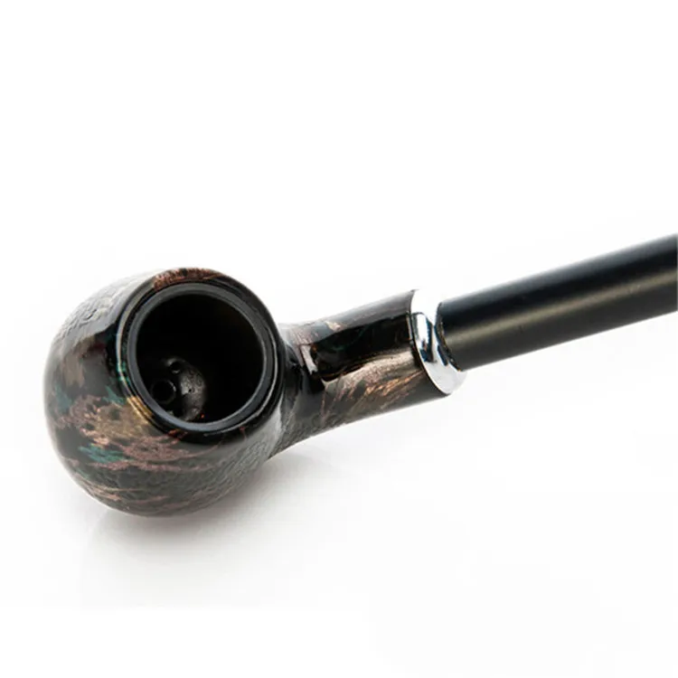 Smoking Reading Pipe 41cm Lengthened Marbling Resin Loop Filter Long Handle Dry Tobacco Pipe with Gift Box Men Personality