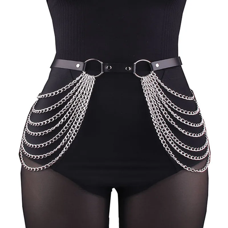 

PU Leather Layered Waist Chain Belt for Women Girls Fashion Body Harness Daily Wear Versatile Accessory Gift Idea