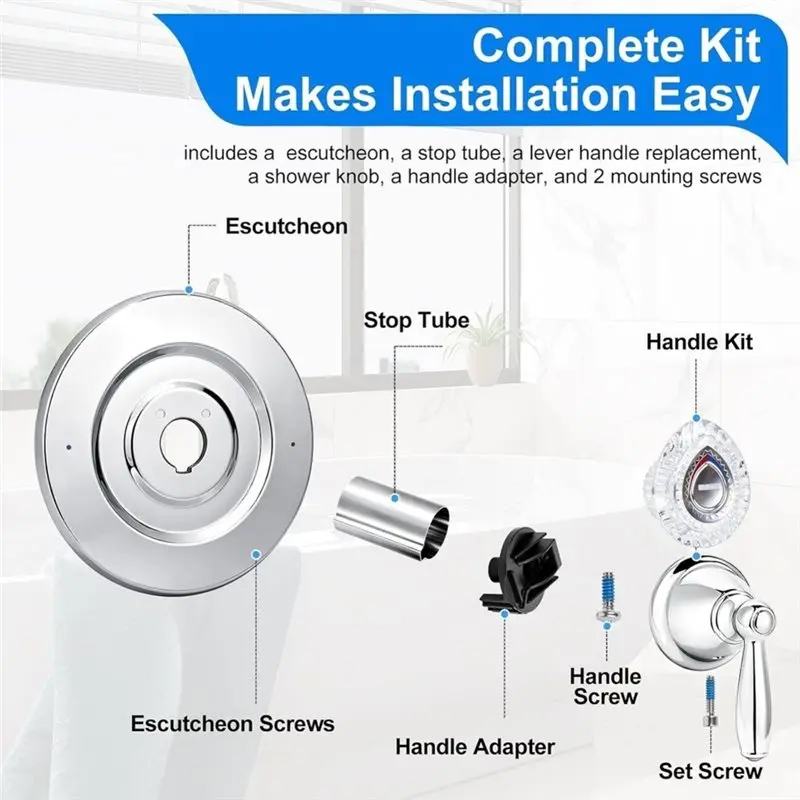 Hot Sale-Shower Trim Kit For Moen T470 Chateau Tub/Shower Valve Chrome, Include 96797 Push Pull Shower Knobs And Shower Handle