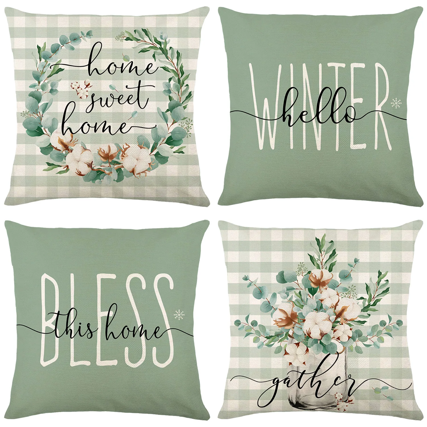 

Sweet Home Pillow Case Bless Letter Wreath Cotton Linen Pillow Cover sofa bed Home Decor Living Room Bedroom Pillowcase 45x45 cm