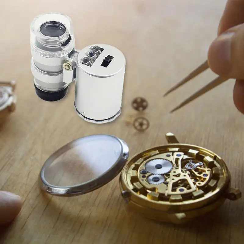 Imagem -05 - Microscópio Iluminado Portátil Lupa de Joalheiro Portátil com Luz Led Mini Lupa de Bolso para Casa e Escritório 60x