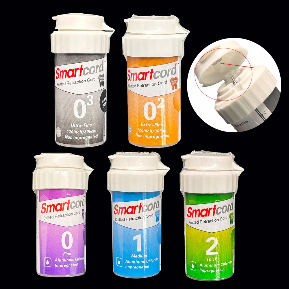 5 Size Dental Retraction Cord Kit 000 00 0 1 2 Disposable Knitted Cotton Gingival Crown Prep Tool