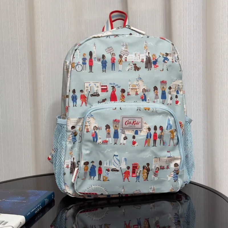 Cute Graffiti Printed Canvas Student School Bag College Style Large Capacity Cartoon Mens British Style Backpack Daily Travel