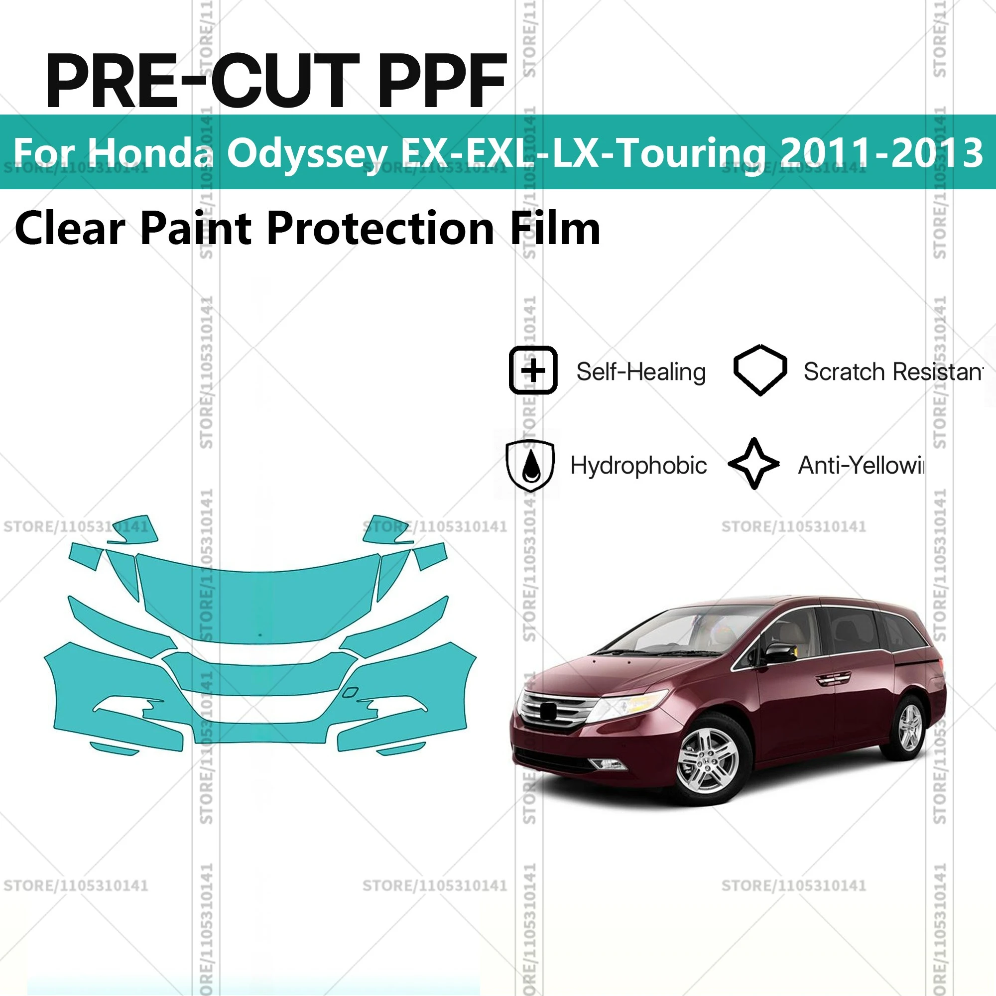 

For Honda Odyssey EX-EXL-LX-Touring 2011-2013 Pre-Cut Paint Protection Film PPF Transparent Car Film Automotive PPF Front Kit
