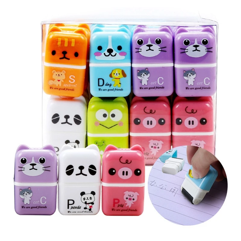 Novelty Cartoon Erasers with Clean-up Roller Pocket Erasers Safe Non toxic Premium Rubber Eraser for Kid Boy Girl Gift