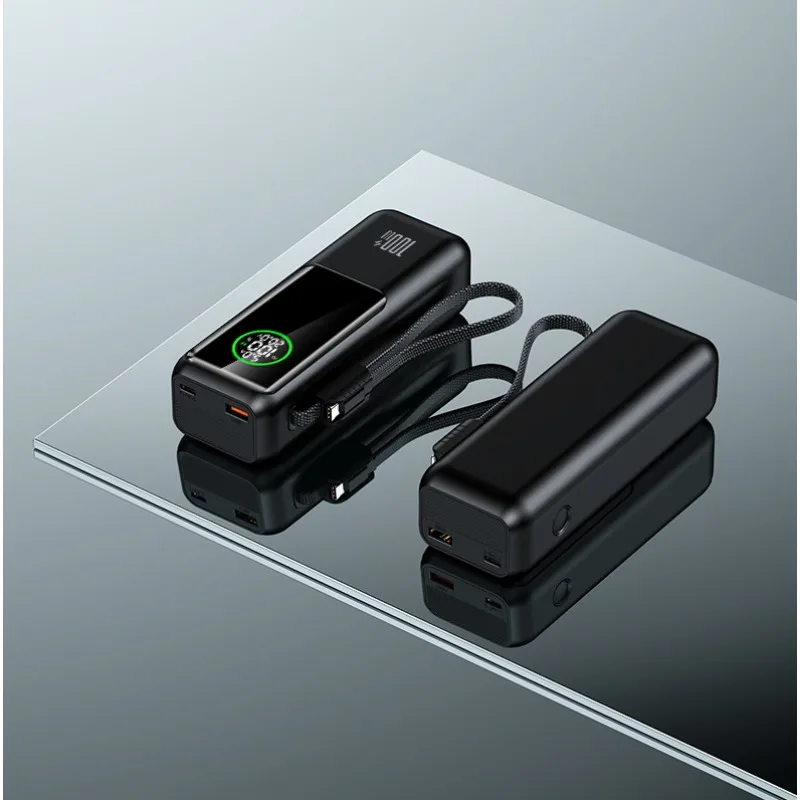 20000mAh LED Smart Digital Display Portable Power Bank with Built-in Cable Large Capacity 100W Fast Charging Power Bank