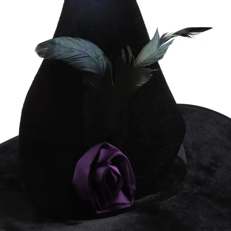 Retro Pointed Hat Black Halloween Hat Horned Witch Hat for Family Gatherings