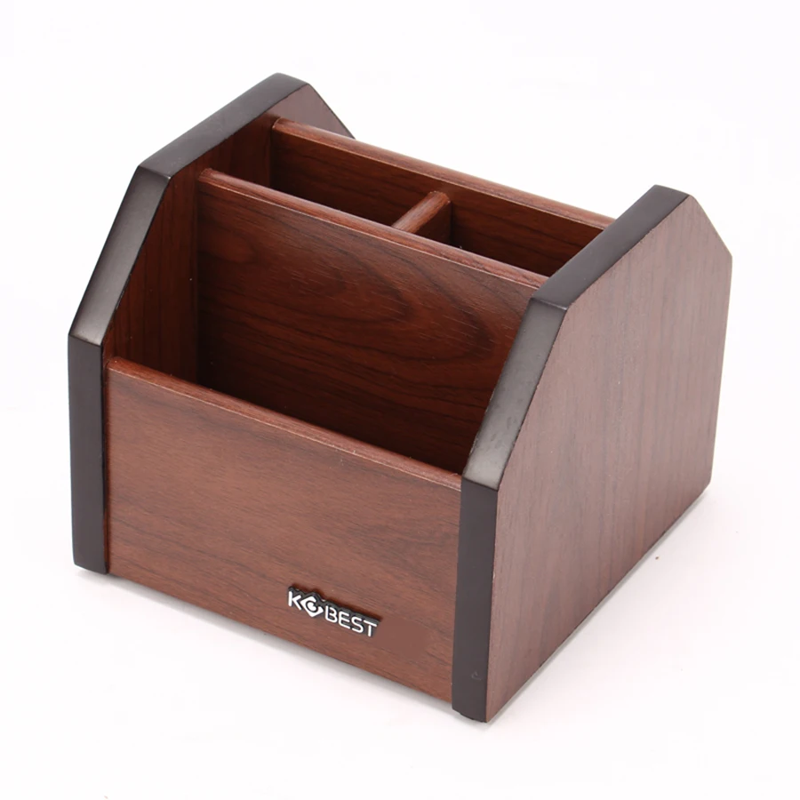 Kobest Wood Multi-functional Square Pen Holder Student Desk Stationery Storage Box Desk Ornament Business Card Holder