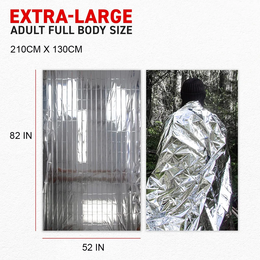 Manta térmica Mylar de emergencia para supervivencia, manta espacial de lámina para la nariz, calentador corporal para exteriores, equipo de primeros auxilios para acampar, Senderismo y viajes