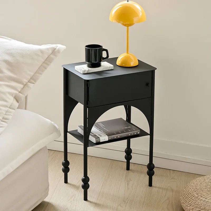 Bedroom Bedside Table Simple Retro Sofa Corner Table Creative and Personalized Black Coffee Table Small Space Storage Cabinet