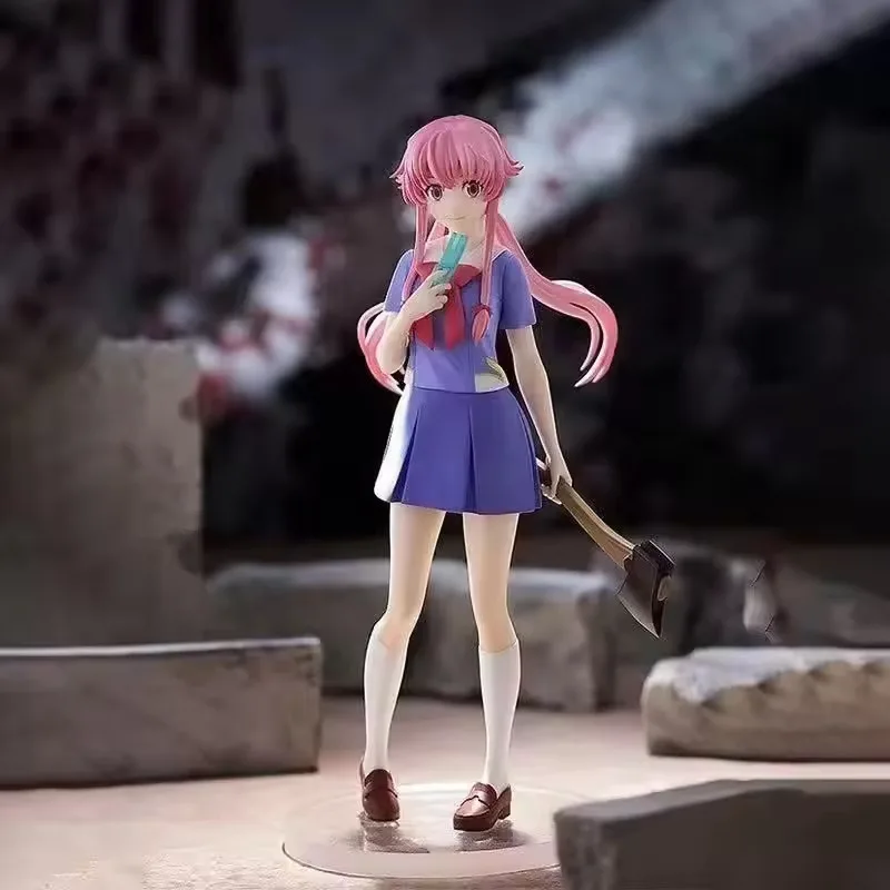 17 cm Anime Mirai Nikki Yuno Gasai Schooluniform Action Figure Anime Meisje Figuur Desktop Ornament Collectible Model Kerstcadeaus