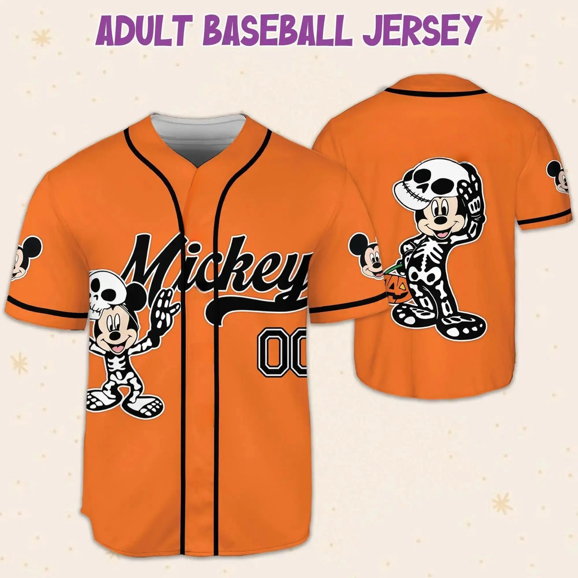 قمصان ميكي فريندز الكلاسيكية على شكل مملكة الحيوانات بأزرار سفلية ملابس رياضية مخصصة لبيسبول ديزني للأطفال والكبار هدايا الهالوين #2