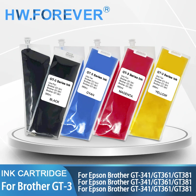 For Brother GT-3 Series Compatible Ink Bag Cartridge For Epson Brother GT-341 GT-361 GT-381 Printer Pigment With Chip Ink Bag