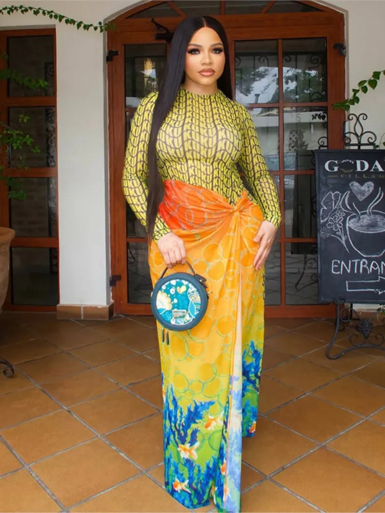 

Женские сексуальные пляжные платья 2025, купальники в стиле бохо, бикини, кимоно с принтом, халат с длинными рукавами, накидка, длинное платье макси