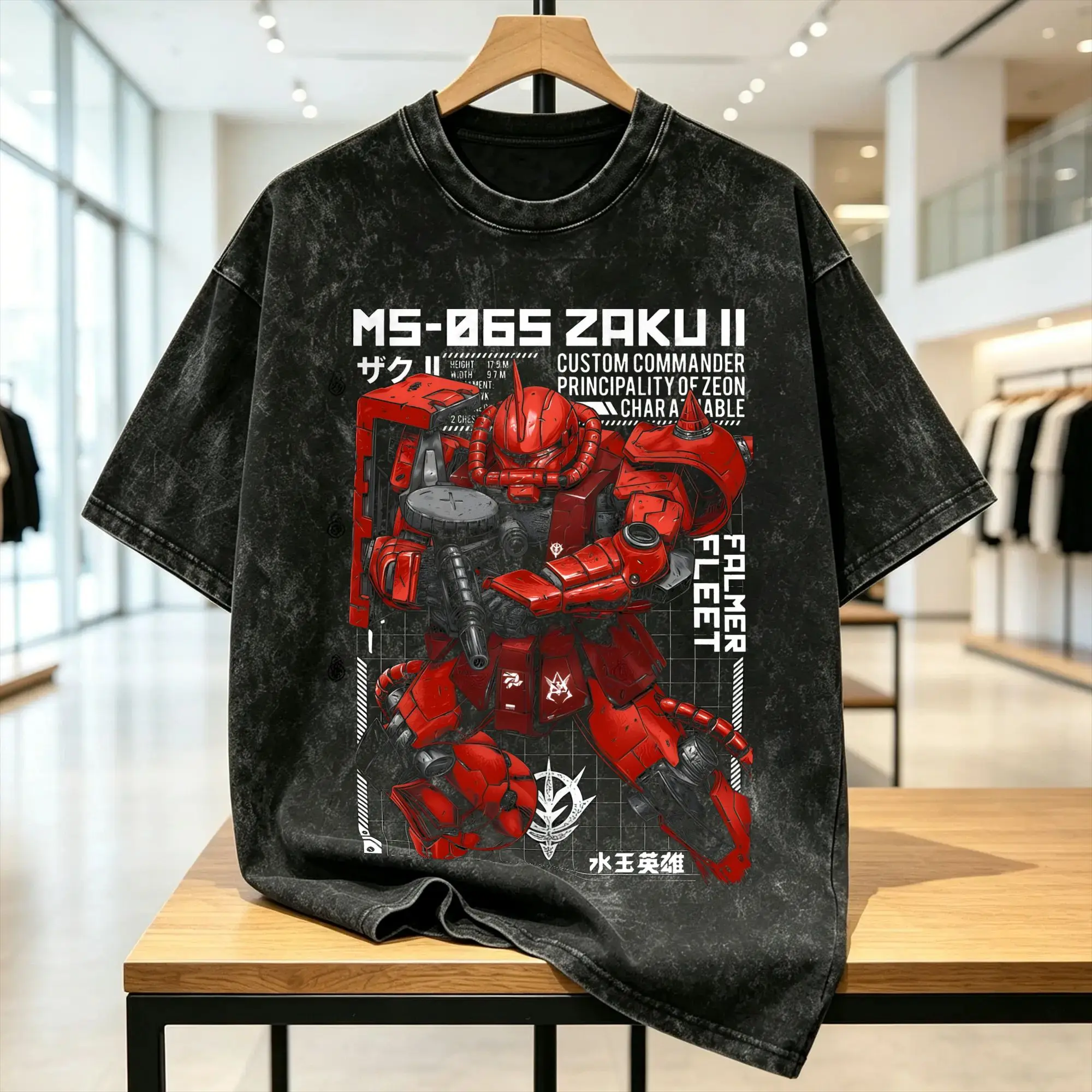 Men Women T-Shirt Gundam Washed T Shirts Hippie  Summer Tees Vintage Print Cotton Tops Gift Idea