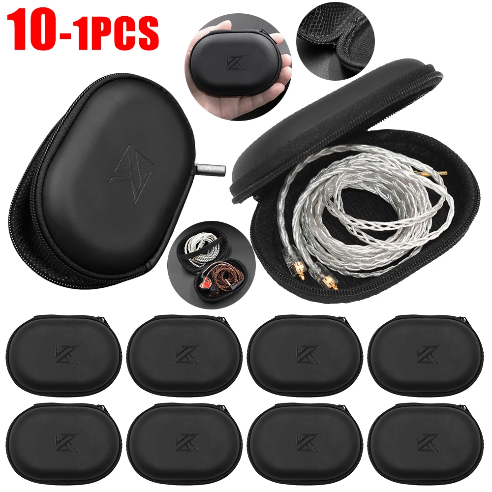 KZ Earphones Oval Storage Bag Wired Headphones PU Zipper Storage Box Portable Hold Storage Case Container for KZ BA10 AS10 ES4 image 2