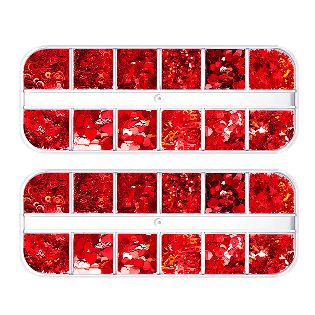 2 Boxen rotes Herz Nagel Pailletten Valentinstag DIY Maniküre Dekor Glitzer Kunst Aufkleber Nagel Konfetti Make-up Pailletten