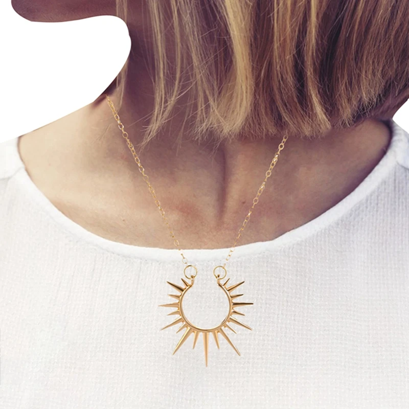 Jewellery for Women Necklace and Earring Vintage Sunflower Pendant Necklaces Retro Metal Creative Chain Necklace Earring