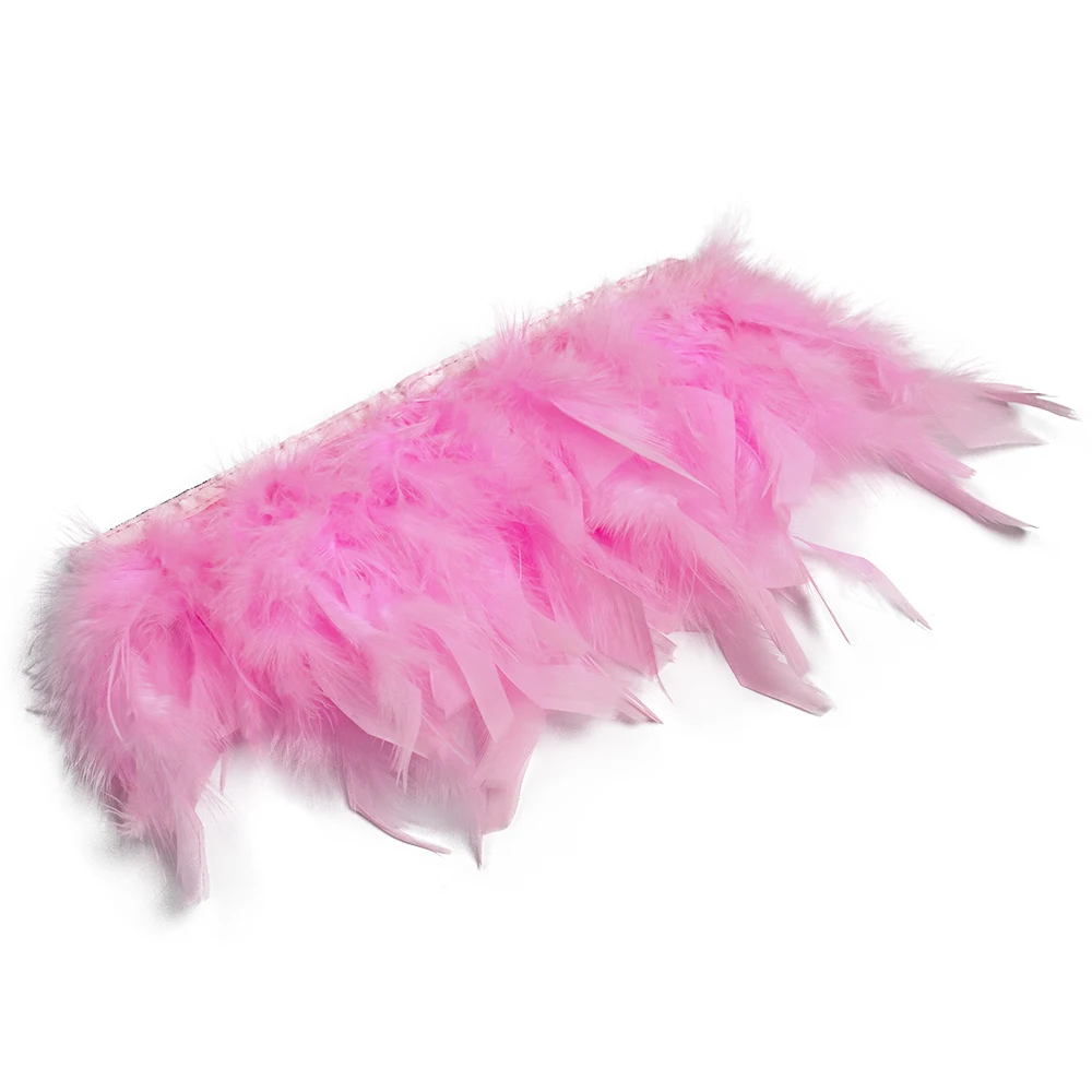 المرأة الوردي تركيا ريشة الأصفاد طويلة الأكمام بلوم تقليم الصيف ملابس الحفلات اكسسوارات السيدات الفراء ريشة المعصم كم المفاجئة على